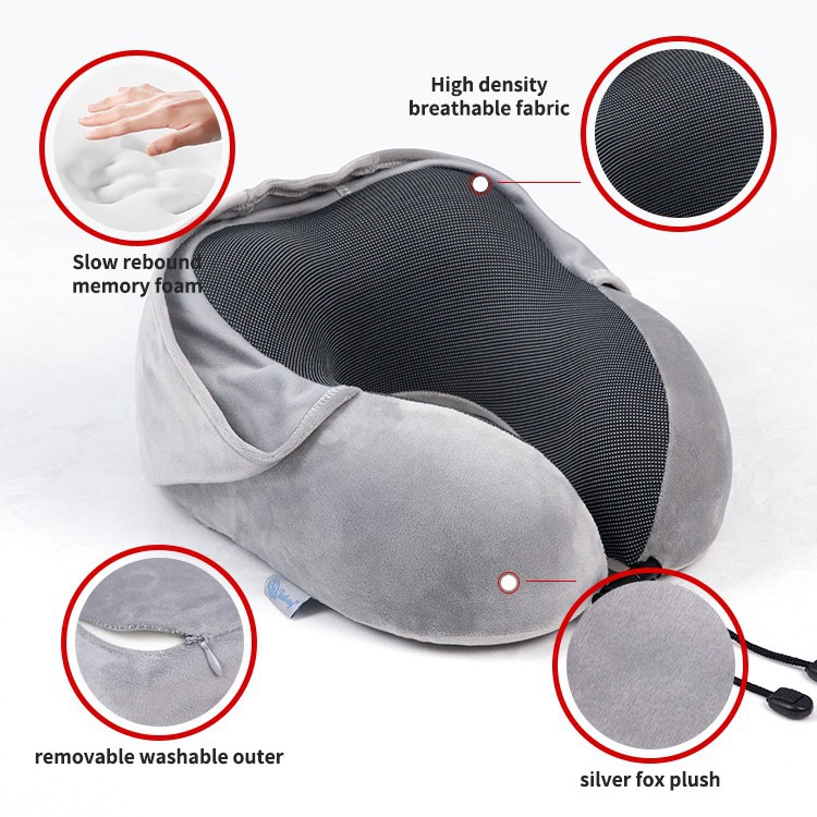 Memory Foam U Shape Neck Pillow With Cap high quality